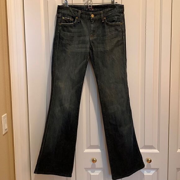 7 For All Mankind A Pocket Flare Distressed Jeans size 28‎ - Picture 4 of 9